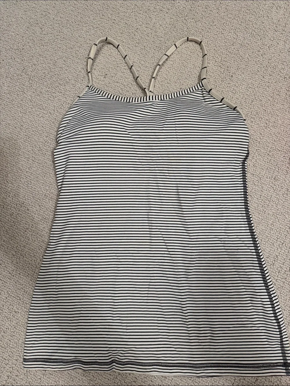 Lululemon Flow Y Striped Black and White Cami Tank Top
